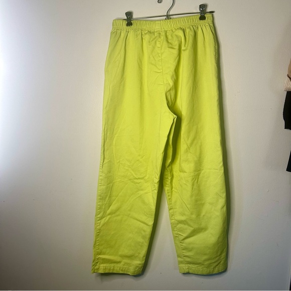 Vintage Wide Leg Bright Green Elastic Waist CABIN CREEK Cotton Pants, M - Picture 3 of 7